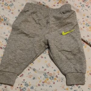 Nike Kids Gray Joggers with Neon Yellow Logo